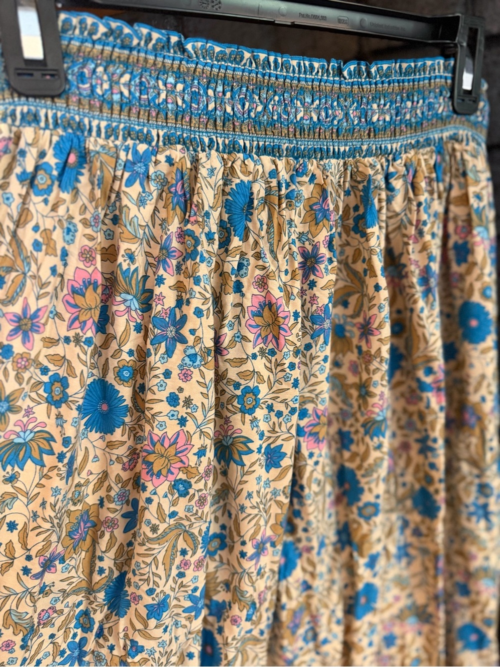 NATURAL LIFE Blue and Cream Floral Boho Maxi Skirt NWOT Small Fall Skirt - Picture 3 of 5